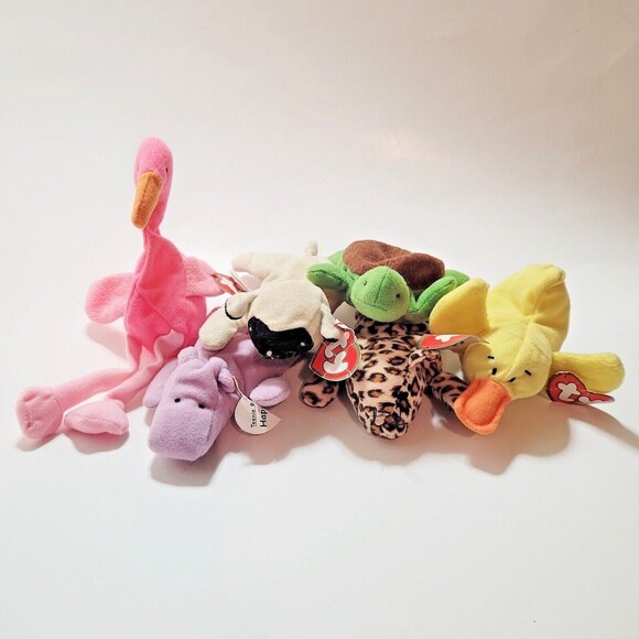 6 pc TY Teenie Beanie Babies 1993 Turtle Chops Happy Pinky Quacks Freckles - Picture 5 of 5